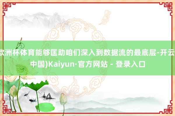 欧洲杯体育能够匡助咱们深入到数据流的最底层-开云(中国)Kaiyun·官方网站 - 登录入口