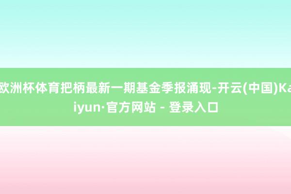 欧洲杯体育把柄最新一期基金季报涌现-开云(中国)Kaiyun