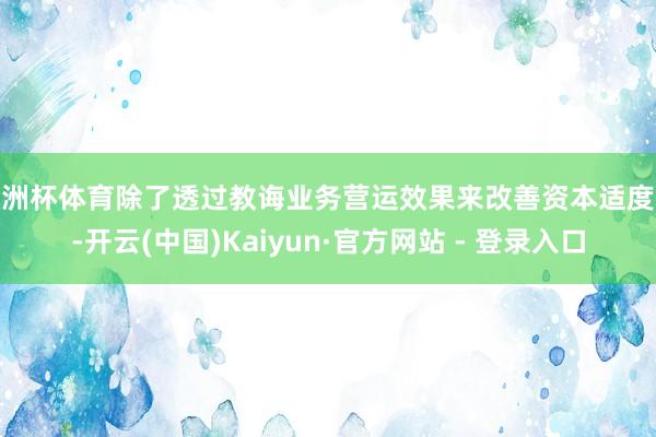 欧洲杯体育除了透过教诲业务营运效果来改善资本适度外-开云(中