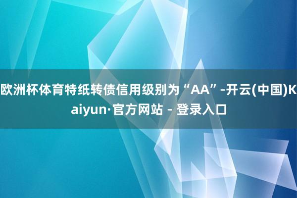 欧洲杯体育特纸转债信用级别为“AA”-开云(中国)Kaiyu