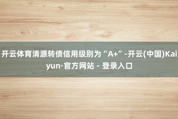 开云体育清源转债信用级别为“A+”-开云(中国)Kaiyun·官方网站 - 登录入口