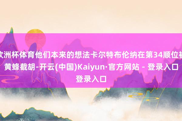 欧洲杯体育他们本来的想法卡尔特布伦纳在第34顺位被黄蜂截胡-开云(中国)Kaiyun·官方网站 - 登录入口